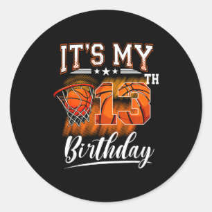 Het is mijn 13e verjaardag Basketbal Thema 13 Jaar Ronde Sticker