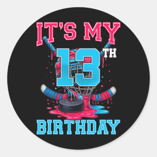 Het is mijn 13e verjaardag Hockey 13 jaar oud ijs Ronde Sticker