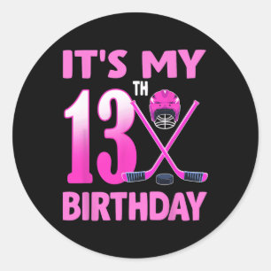 Het is mijn 13e verjaardag Meisje IJshockey 13 Jaa Ronde Sticker