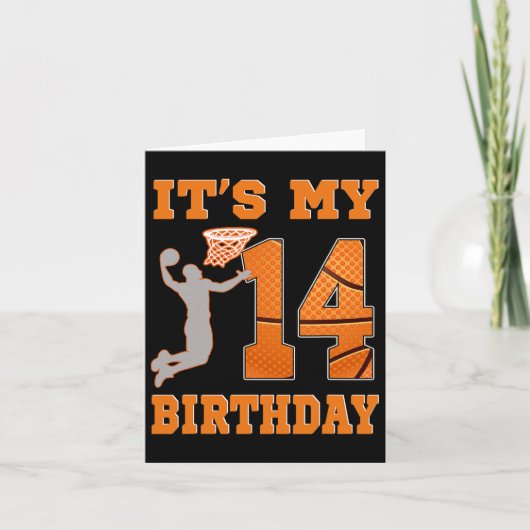 Het is mijn 14e verjaardag Bysketbyll Dunk Boy 14 Kaart (Voorkant)