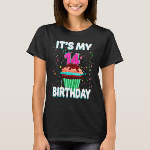 Het is mijn 14e verjaardag zoete cupcake 14 jaar o t-shirt