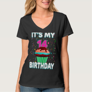 Het is mijn 14e verjaardag zoete cupcake 14 jaar o t-shirt