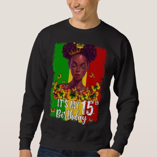 Het is mijn 15e verjaardag 15 jaar oude zwarte Mel Trui (Voorkant)