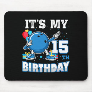 Het is mijn 15e verjaardag Dabbing Bowling 15 jaar Muismat