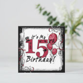 Het is mijn 15e verjaardag feestelijke uitnodiging (Staand voorkant)