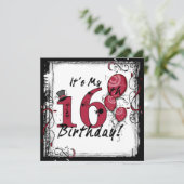 Het is mijn 16e verjaardag grunge uitnodigingen (Staand voorkant)