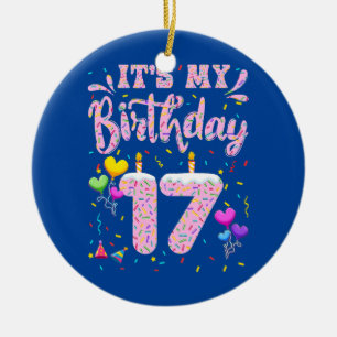 Het is mijn 17e verjaardag meisje Doughnut 17 Keramisch Ornament