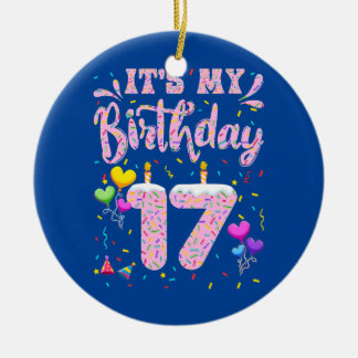 Het is mijn 17e verjaardag meisje Doughnut 17 Keramisch Ornament