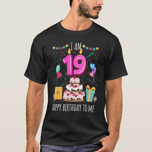 Het is mijn 19e verjaardag taart kaars 19 jaar oud t-shirt (Voorkant)