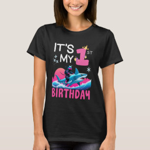 Het is mijn 1e verjaardag Ninja Kat Ridder Haai Eé T-shirt