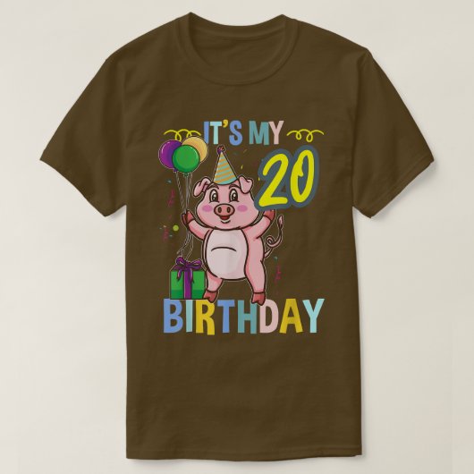 Het is mijn 20e verjaardag Cute Pig 3306 T-shirt (Design voorkant)