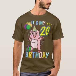 Het is mijn 20e verjaardag Cute Pig 3306 T-shirt