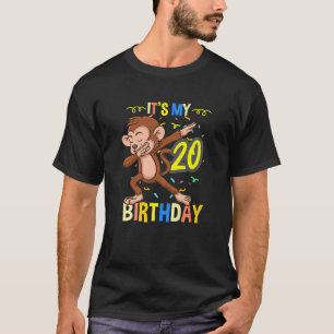 Het is mijn 20e verjaardag Dabbing Monkey Animal T-shirt