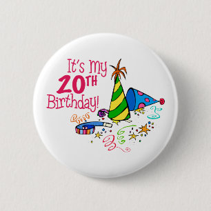 Het is mijn 20e verjaardag (Petten van de Partij) Ronde Button 5,7 Cm