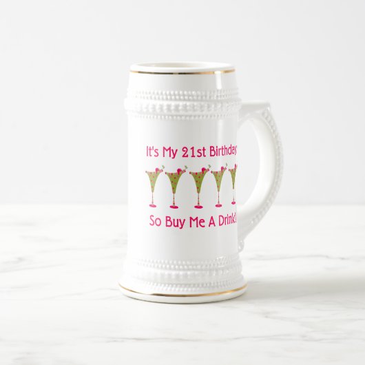 Het is mijn 21ste verjaardag bierpul (Voorkant rechts)