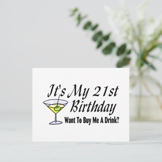 Het is mijn 21ste verjaardag briefkaart (Staand voorkant)