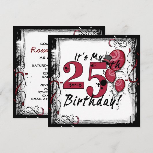 Het is mijn 25e verjaardag feestelijke uitnodiging (Voorkant / Achterkant)