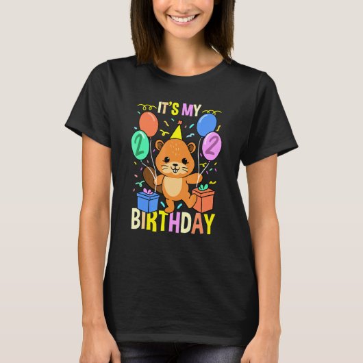 Het is mijn 2de verjaardag Beaver T-shirt (Voorkant)