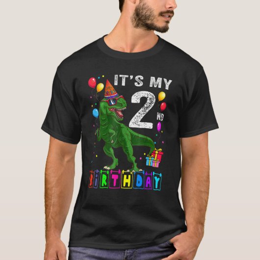 Het is mijn 2e verjaardag 2 jaar dinosaurus Rex Bd T-shirt (Voorkant)