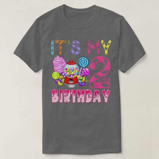 Het is mijn 2e verjaardag Candy Candyland Verjaard T-shirt (Design voorkant)