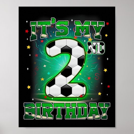 Het is mijn 2e verjaardag Jongens Voetbal 2 jaar o Poster (Voorkant)