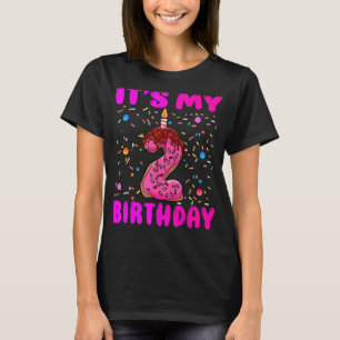 Het is mijn 2e verjaardag meisje Doughnut 2 jaar O T-shirt