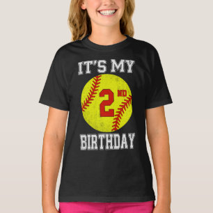 Het is mijn 2e verjaardag Meisje Softbal 2 jaar ou T-shirt