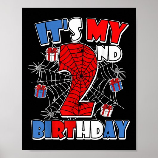 Het is mijn 2e verjaardag Spider Theme Party Boy B Poster (Voorkant)