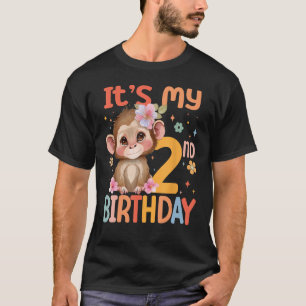 Het is mijn 2e Verjaardags Meisje Baby Apenbloem 2 T-shirt