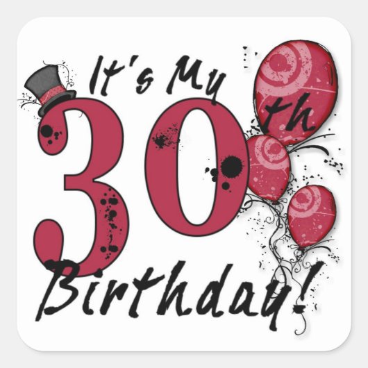 Het is mijn 30e verjaardag grunge ballon stickers (Voorkant)