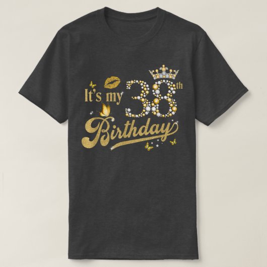 Het is mijn 38e verjaardag Diamond Crown 38 jaar o T-shirt (Design voorkant)