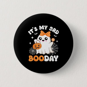 Het is mijn 3e Boo-dag, Grappige Halloween Geest 3 Ronde Button 5,7 Cm