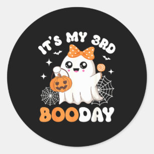 Het is mijn 3e Boo-dag, Grappige Halloween Geest 3 Ronde Sticker