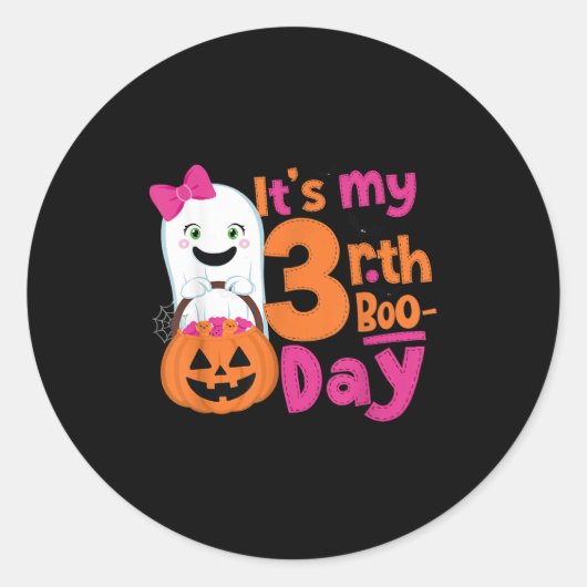 Het is mijn 3e Boo-day Halloween 3 jaar oude Ghost Ronde Sticker (Voorkant)