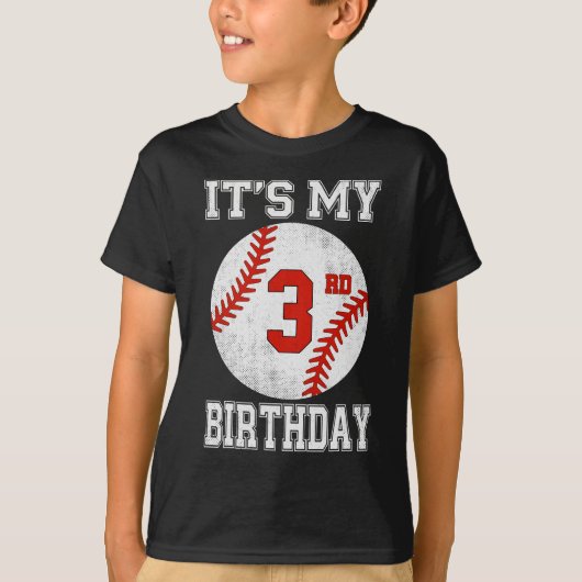 Het is mijn 3e verjaardag honkbalontwerp t-shirt (Voorkant)