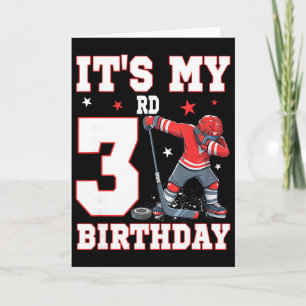 Het is mijn 3e verjaardag jongen ijshockey dabben  kaart
