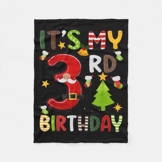 Het is mijn 3e verjaardag Jongens 3 jaar oud Kinde Fleece Deken (Voorkant)