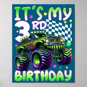 Het is mijn 3e verjaardag jongens monstertruck 3 j poster