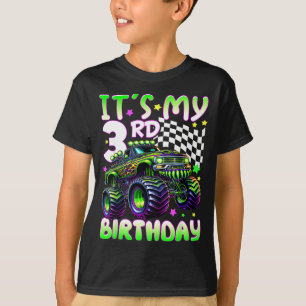 Het is mijn 3e verjaardag jongens monstertruck 3 j t-shirt