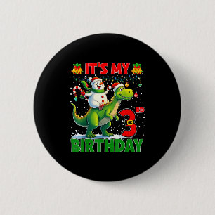 Het is mijn 3e verjaardag Kerstman Sneeuwman rijdt Ronde Button 5,7 Cm