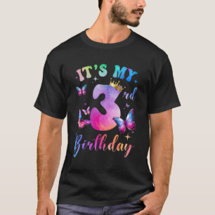Het is mijn 3e verjaardag meisjes vlinder themafee t-shirt
