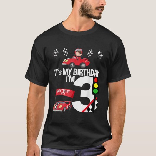 Het is mijn 3e verjaardag race auto thema verjaard t-shirt (Voorkant)