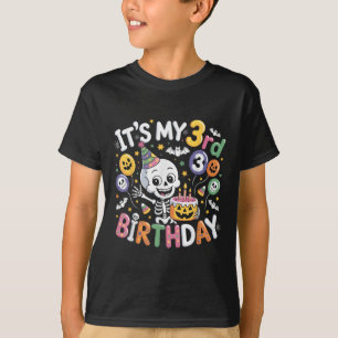 Het is mijn 3e verjaardag skelet Halloween peuter T-shirt