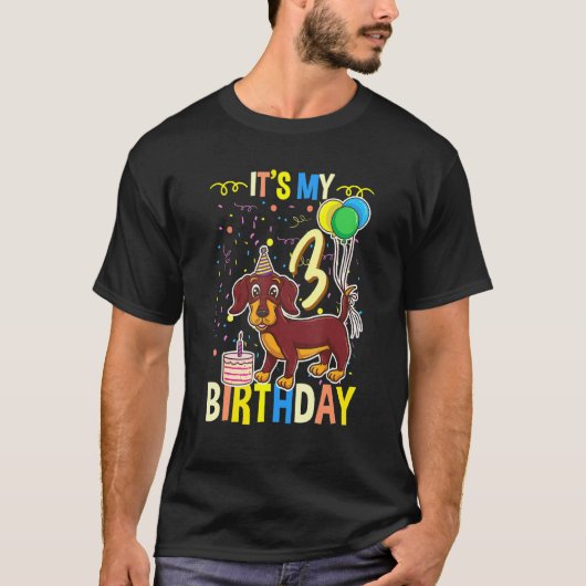 Het is mijn 3e verjaardag teckel t-shirt (Voorkant)