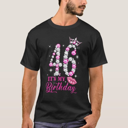 Het is mijn 46e verjaardag hotline diamanten konin t-shirt (Voorkant)