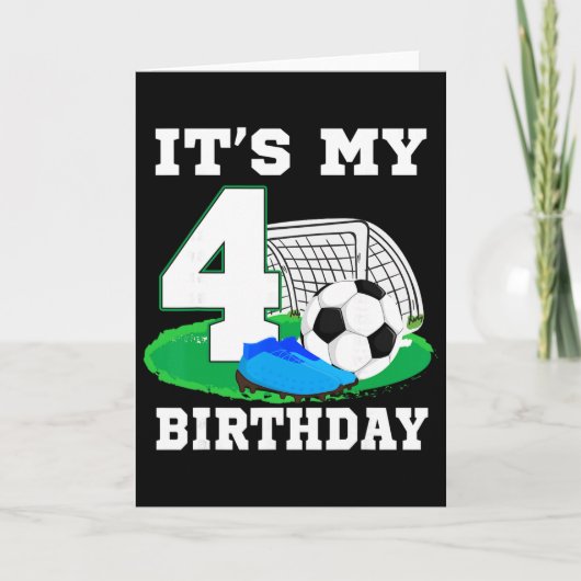 Het is mijn 4 jaar oude verjaardag voetbal 4de fee kaart (Voorkant)