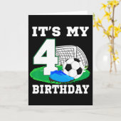 Het is mijn 4 jaar oude verjaardag voetbal 4de fee kaart (Gele Bloem)