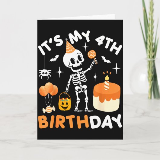 Het is mijn 4de verjaardag-grappige Halloween skel Kaart (Voorkant)