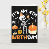 Het is mijn 4de verjaardag-grappige Halloween skel Kaart (Gele Bloem)