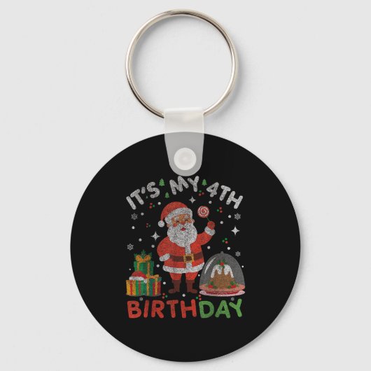 Het is mijn 4de verjaardag-grappige kerst kerstman sleutelhanger (Voorkant)